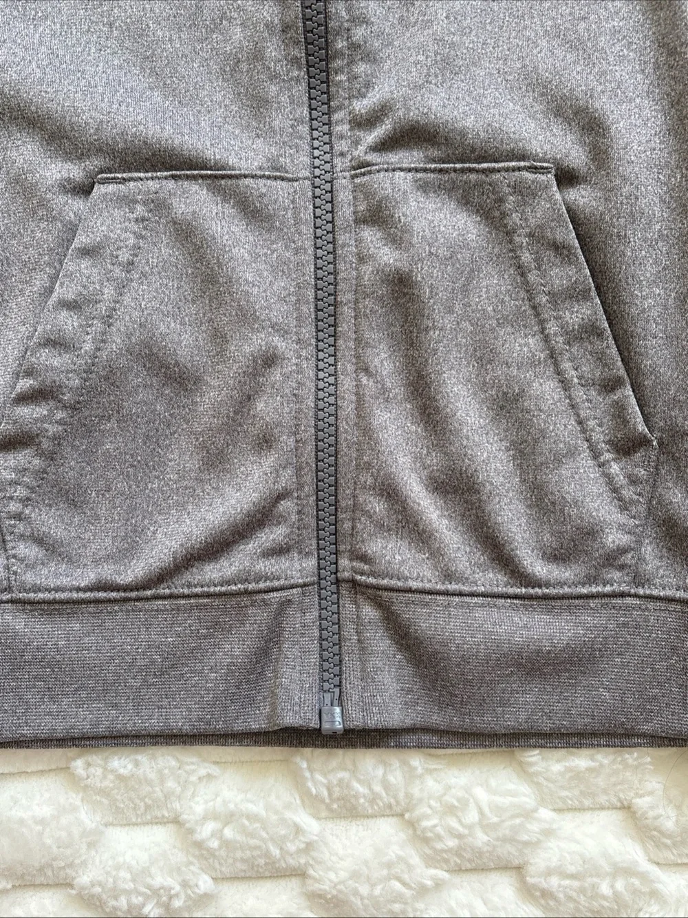 Nike Kids Full Zip Track Jacket White Logo Stripe Pockets Size 4-5 Years Gray